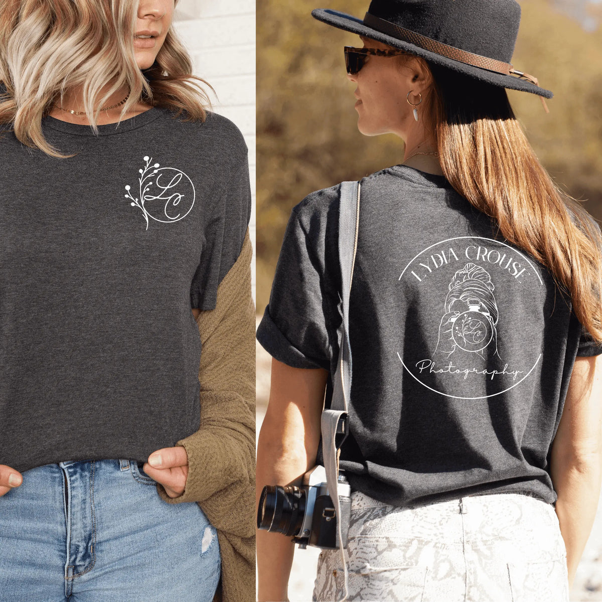 White Lydia Crouse Pocket Logo Short Sleeve T-shirt by Winks Design Studio, LLC, featuring a small pocket and logo detail.