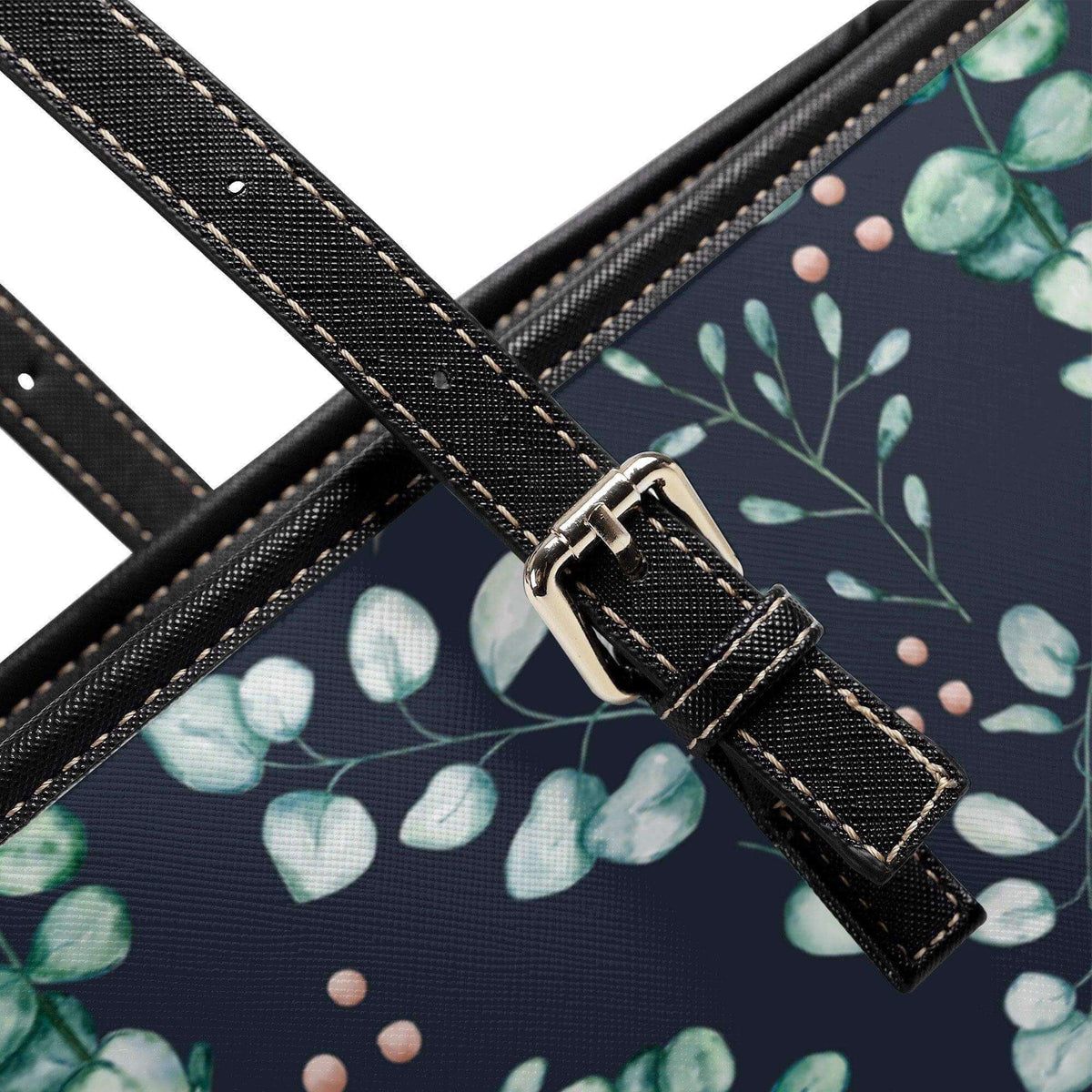 Eucalyptus leather tote bag by Winks Design Studio, LLC with sturdy handles and spacious interior for daily use.