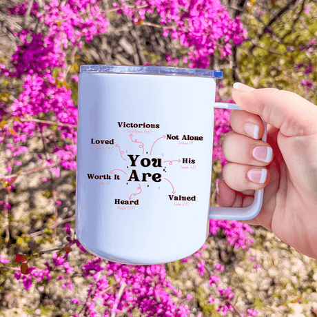 In Christ You Are- 13oz Insulated Travel Mug - Winks Design Studio,LLC