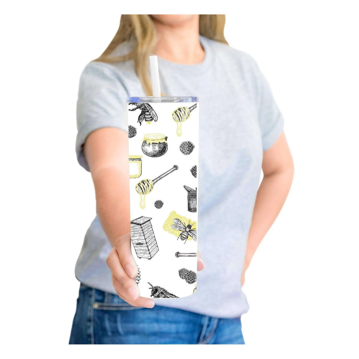Bee Keepers Tumbler by Winks Design Studio, LLC featuring a sleek design and durable construction for hot and cold beverages.