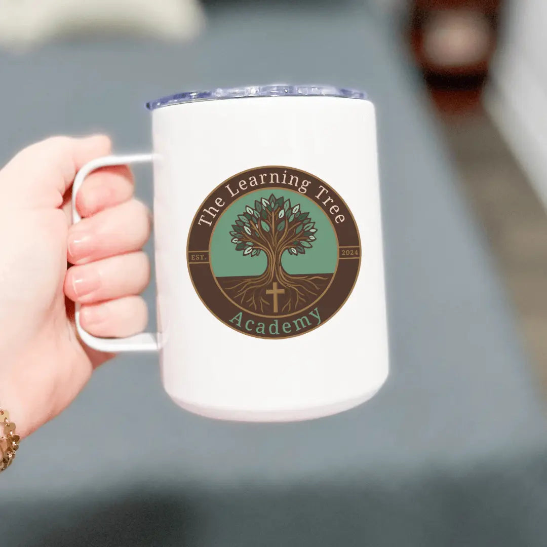 Winks Design Studio LLC The Learning Tree Academy 13oz metal tumbler with a sleek design and sturdy metal construction.