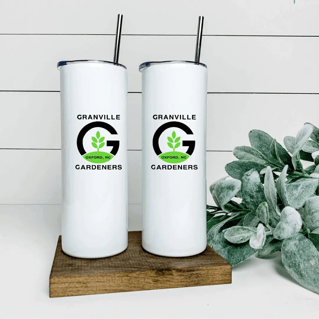 Granville Gardeners 20oz tumbler by Winks Design Studio, LLC, showing a durable stainless steel tumbler with gardening-themed design.