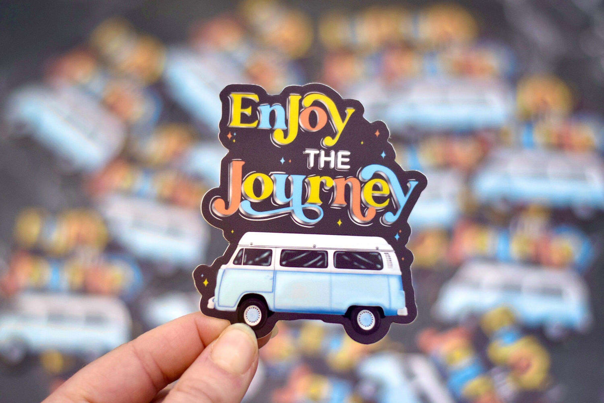 70's Retro Van Sticker - Enjoy the Journey - Winks Design Studio,LLC