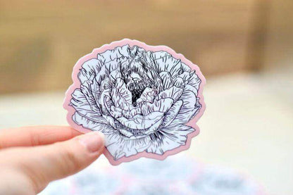 Pink Peony Flower Sticker - Winks Design Studio,LLC