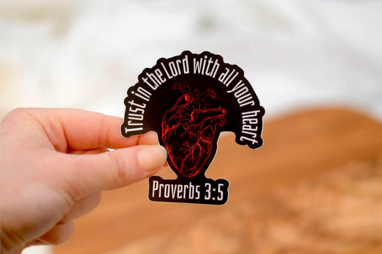 Proverbs 3:5 Vinyl Sticker - Anatomical Heart Design - Winks Design Studio,LLC