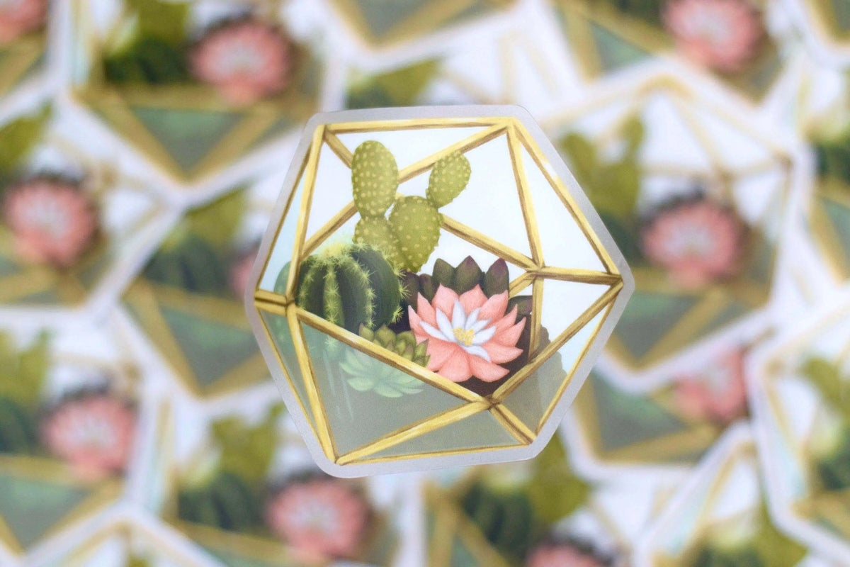 Vinyl succulent terrarium sticker by Winks Design Studio, LLC, featuring a vibrant, leafy plant design for decorating surfaces.