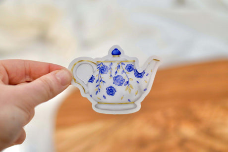 Vintage Floral Teapot Sticker - Winks Design Studio,LLC