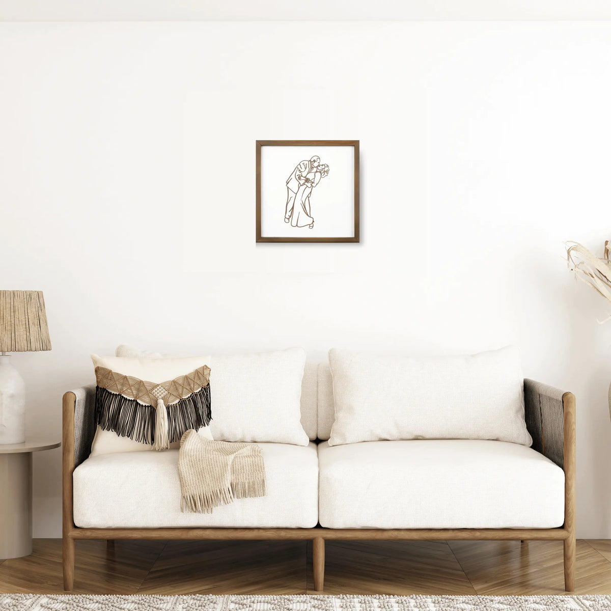 Custom photo memory sign wall art in dark walnut wood, 11.85x11.85 inches, elegant home decor from Winks Design Studio.