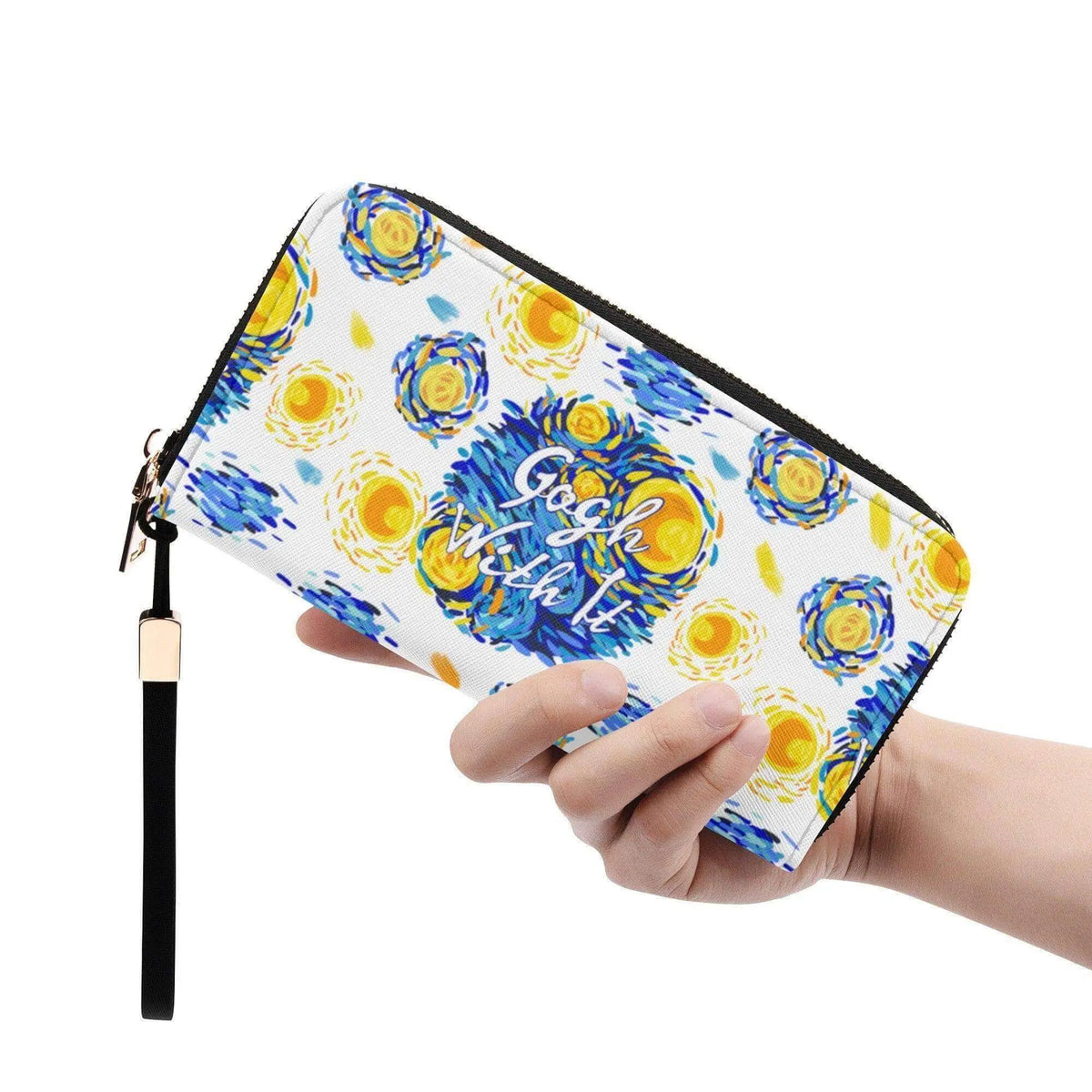 Van Gogh zippered wallet by Winks Design Studio, LLC featuring artwork-inspired design and secure zipper closure.