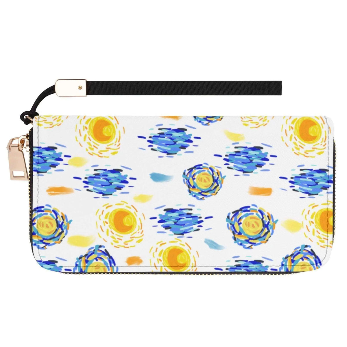 Van Gogh zippered wallet by Winks Design Studio, LLC featuring a colorful artistic design with a zipper closure and multiple card slots.