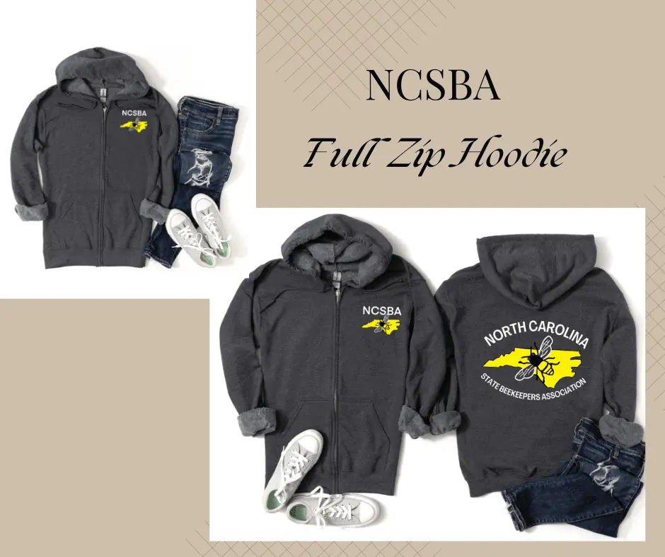 Winks Design Studio LLC NCSBA Full Zip Hoodie in small ash color, front view showing full-length zipper and hoodie details.