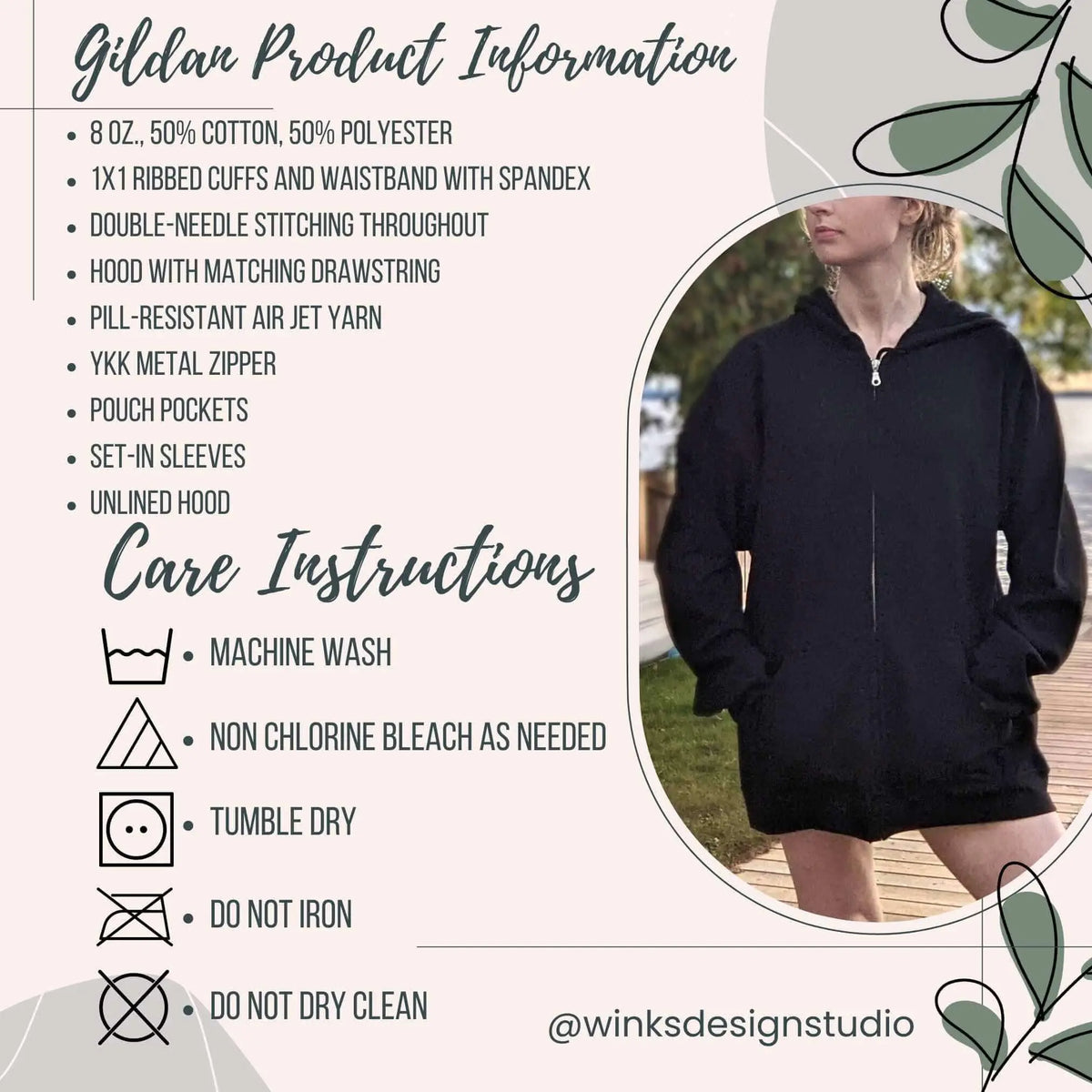 Winks Design Studio LLC NCSBA full zip hoodie in small size, ash color, featuring a comfortable zip-up hoodie design.