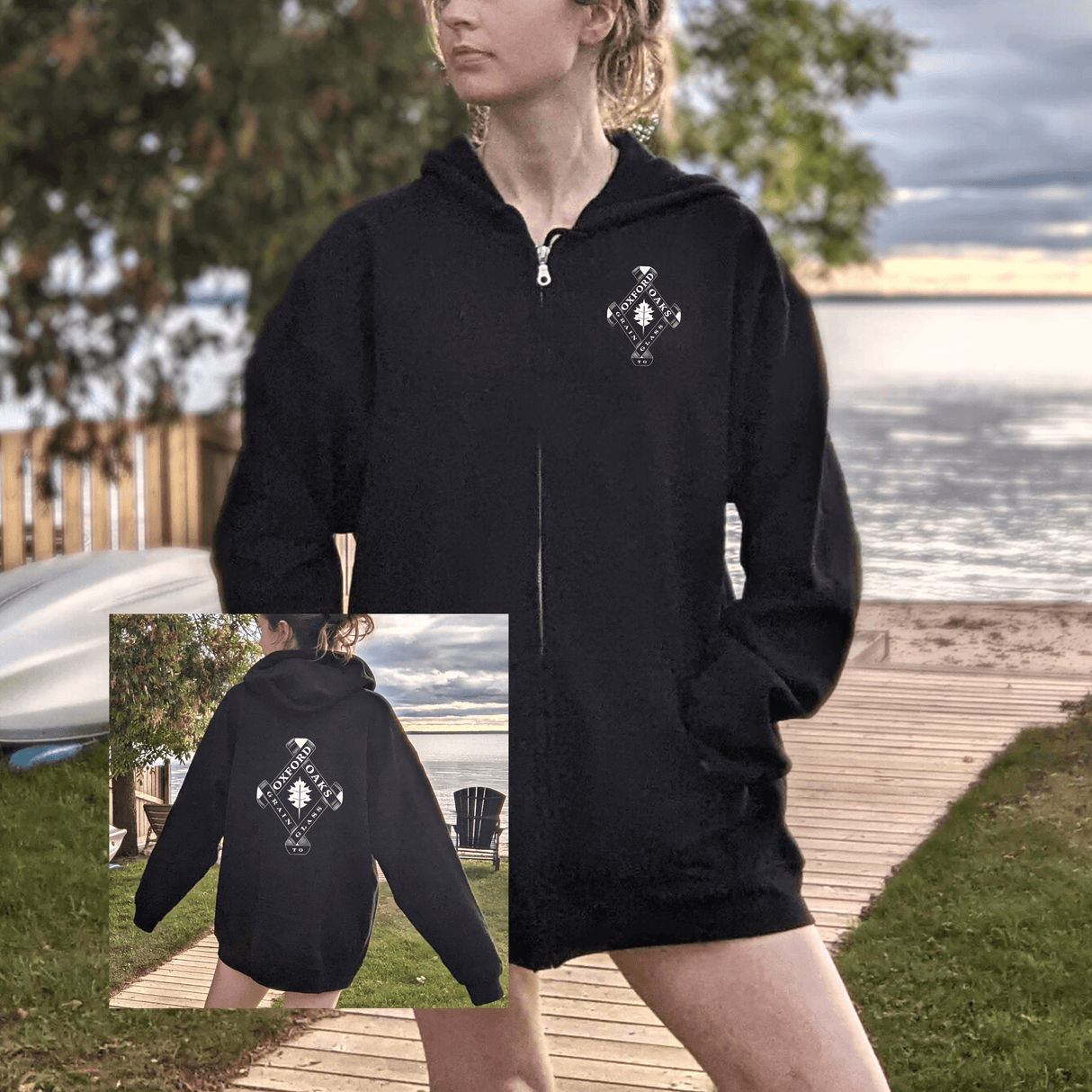 Oxford Oaks Distillery Zip Hoodie - Winks Design Studio,LLC